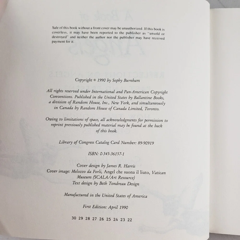 A Book of Angels Sophy Burnham 1st Ed‎ 1990 Gold Paperback Spiritual Reflections